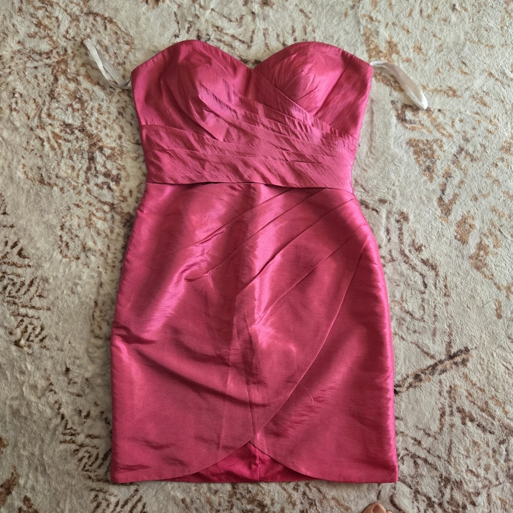 Bill Levkoff Strapless Rose Pink Fuchsia Dress With Zipper Women Size M